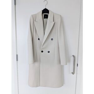 Mango Women's Cream Wool Blend Coat